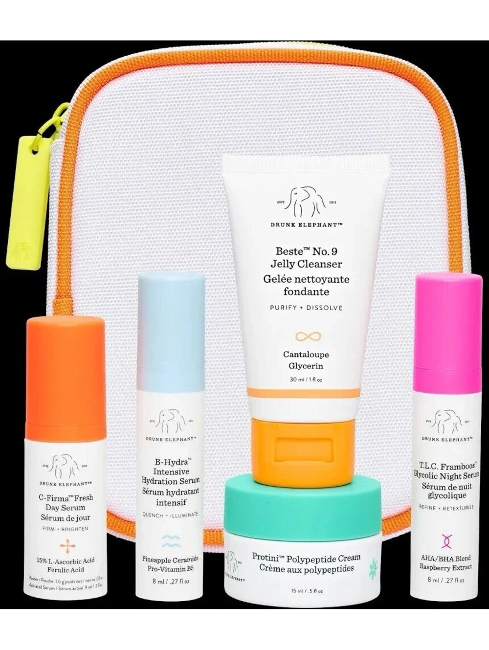 Drunk Elephant The Littles 8.0 Skincare Travel Kit 5-Piece Set with Bag BNIB